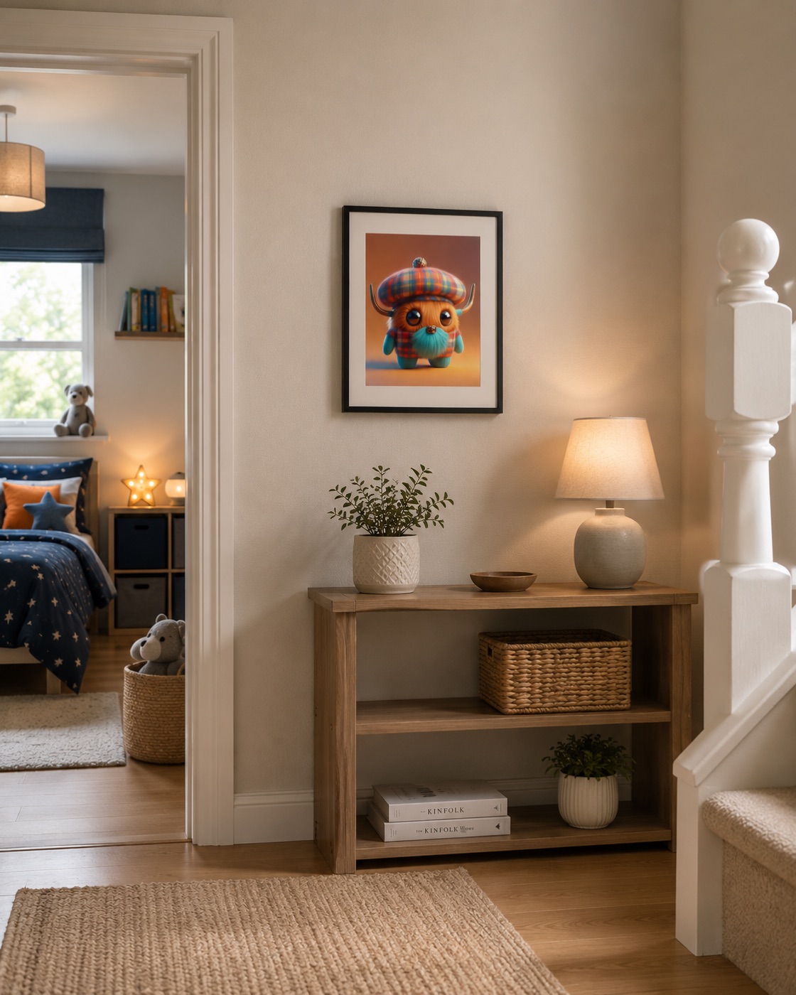 Lifestyle mock-up showing McTavish artwork in a hallway